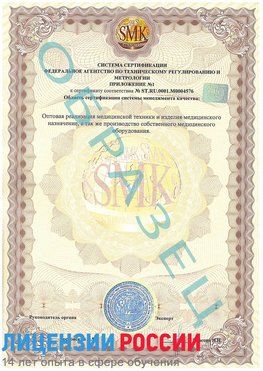 Образец сертификата соответствия (приложение) Климовск Сертификат ISO 13485
